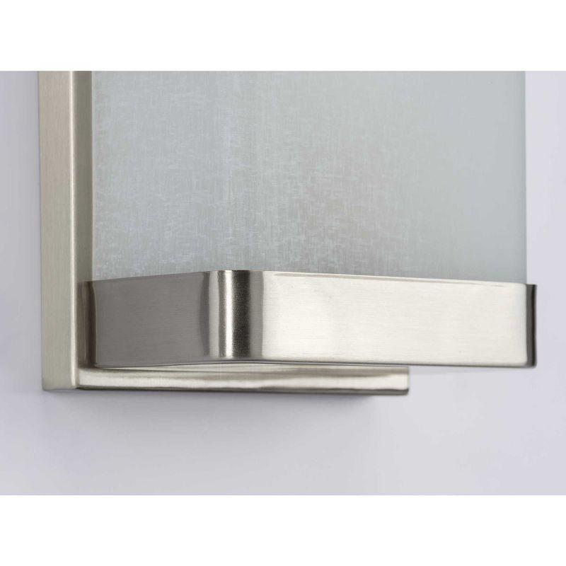 Progress Lighting Linen Glass Sconce, 1-Light Wall Light, Brushed Nickel, Etched Glass Shade