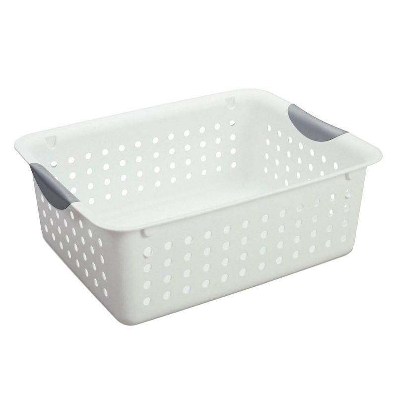 Sterilite Medium Ultra Basket, Storage Bin to Organize Closets, Cabinets, Pantry, Shelving and Countertop Space, White, 18-Pack