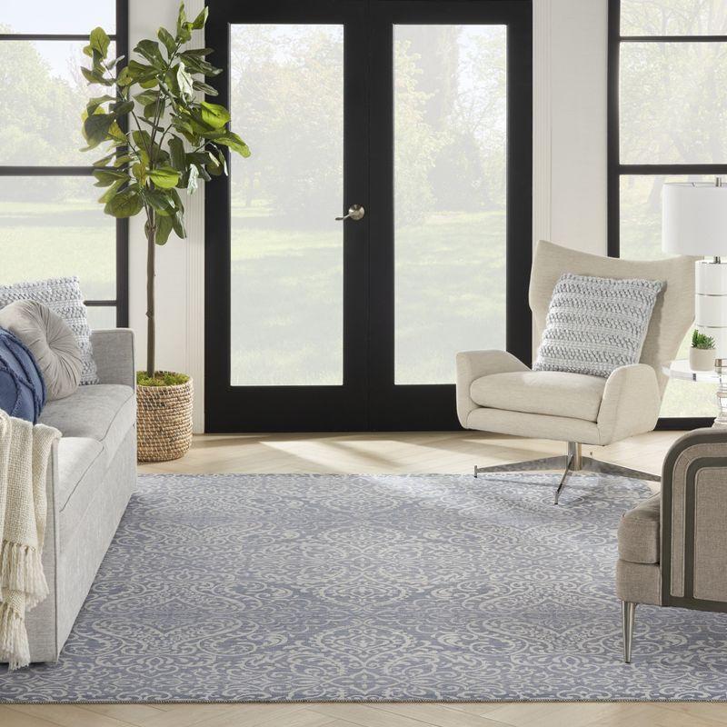 Slate Damask Chenille 8' x 10' Easy-Care Area Rug