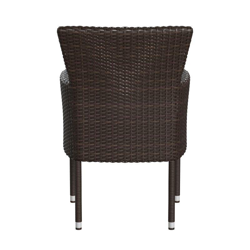 Flash Furniture Maxim Modern Espresso Wicker Patio Armchairs for Deck or Backyard, Fade and Weather-Resistant Frames and Cream Cushions-Set of 2