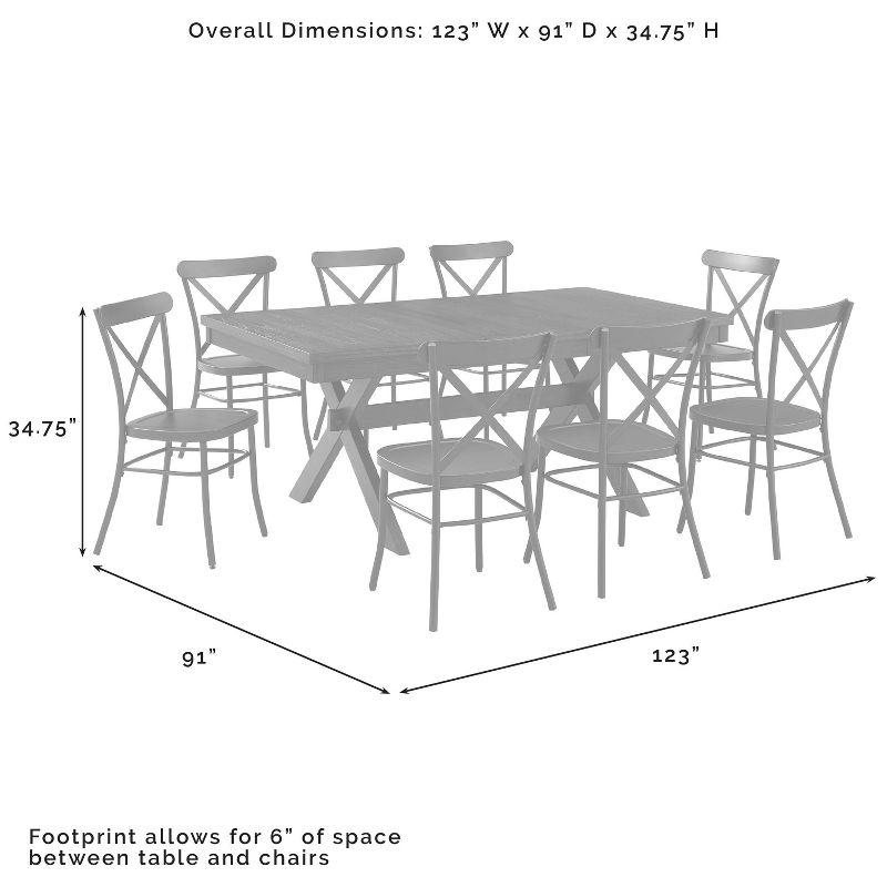 9pc Hayden Extendable Dining Set with Camille Chairs Matte Black/Slate - Crosley: Rubberwood Trestle Base, Unupholstered