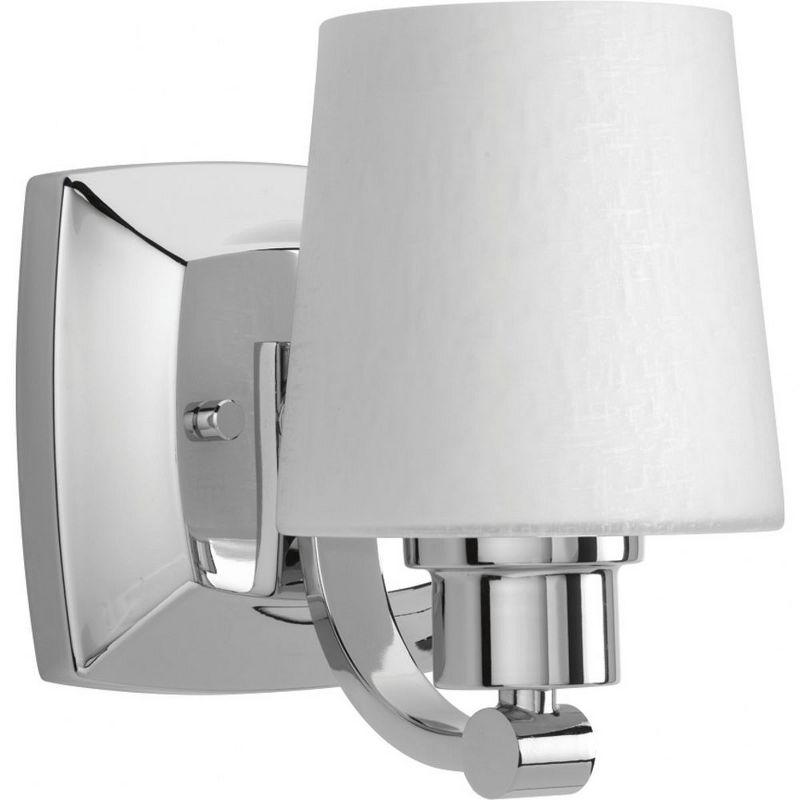 Progress Lighting Glance 1-Light Bath Vanity Wall Light Polished Chrome Glass Shade Included