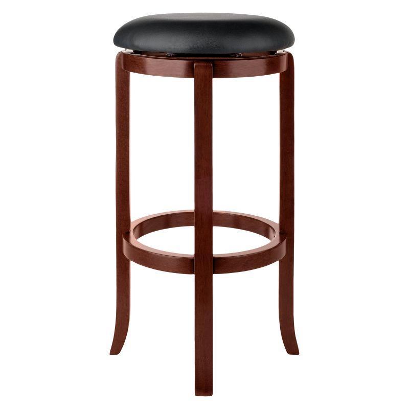 Winsome 30" Walcott Swivel Barstools - Walnut: Fixed Height, Round Seat, Wood Frame