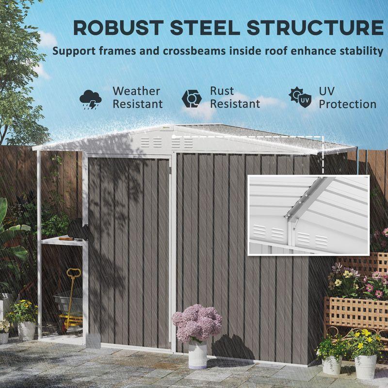 Outsunny 8 x 4ft Outdoor Storage Shed, Metal Garden Shed with 2-Tier Storage Rack, Air Vents and Lockable Door, Tool Shed for Backyard, Patio, Lawn