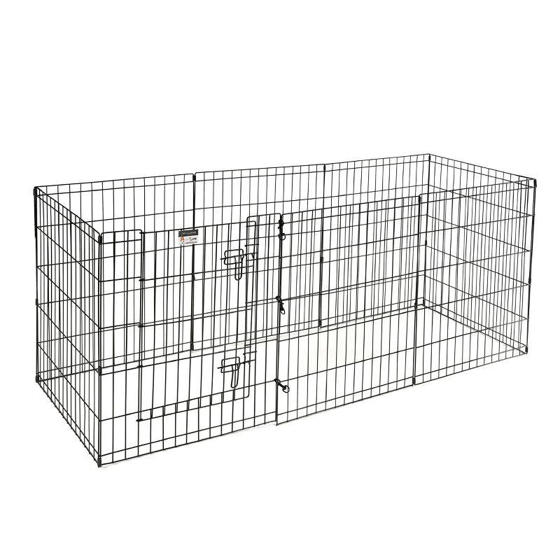 Pet Adobe Folding 8-Panel Folding Metal Wire Pet Playpen - Satin Black