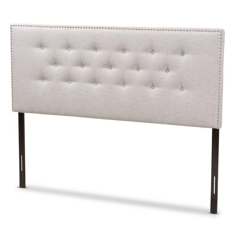 Beige Tufted Upholstered Queen Headboard with Wood Frame