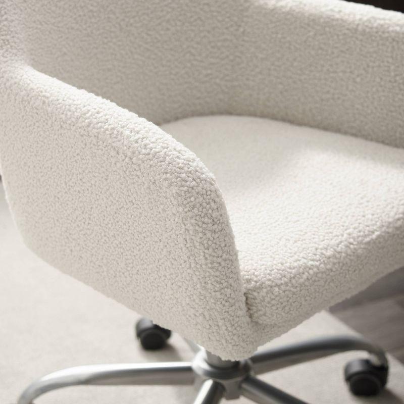 Rylen Modern Swivel Office Desk Chair White - Linon: Chrome-Plated, Ergonomic with Adjustable Height & Casters