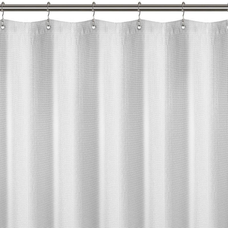 LiBa Premium Waffle Weave Shower Curtain - White Water Repellent and Heavyweight, Hotel Quality, Machine Washable Liner for Bathroom - 72" W x 72" H