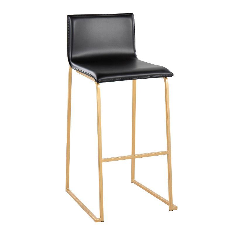Set of 2 Mara Upholstered Barstools Black/Gold - Lumisource: Faux Leather, Steel Base, Footrest, 250lb Capacity