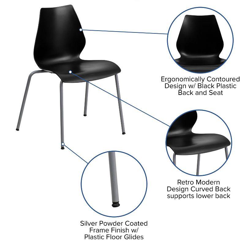 Flash Furniture HERCULES Series 770 lb. Capacity Stack Chair with Lumbar Support and Silver Frame