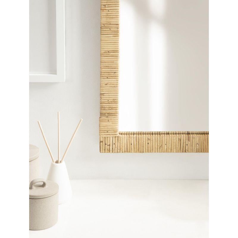 Natural Rattan Arch Wall Mirror, 20x30, Boho Design