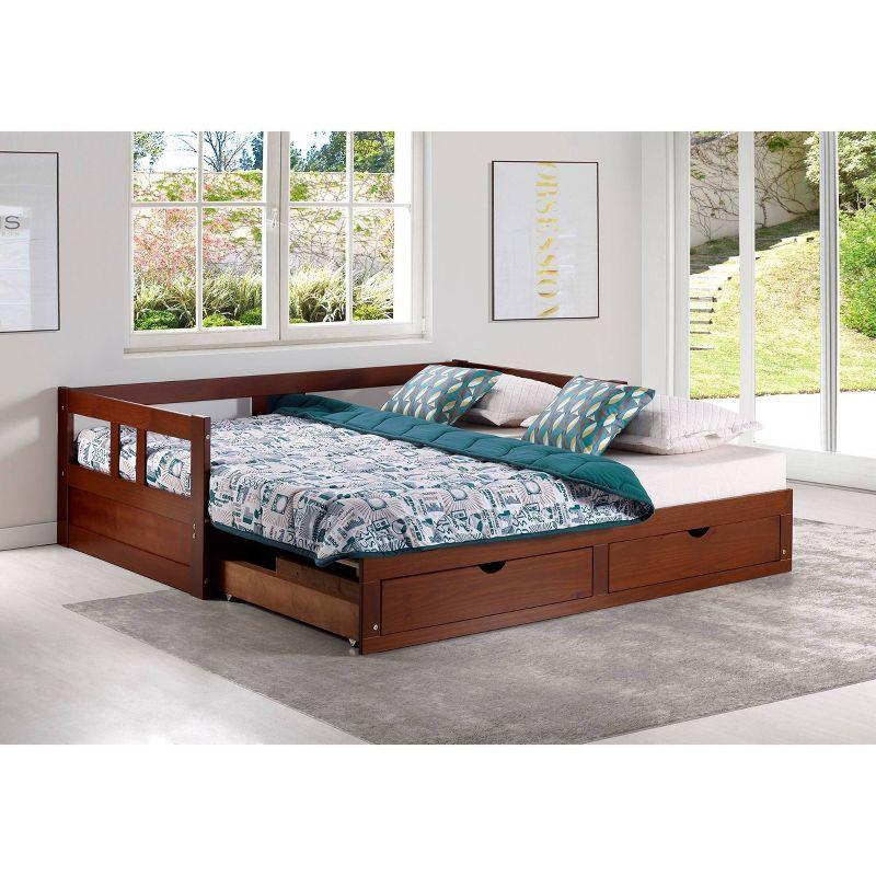 Twin to King Chestnut Pine Day Bed with Storage Drawers