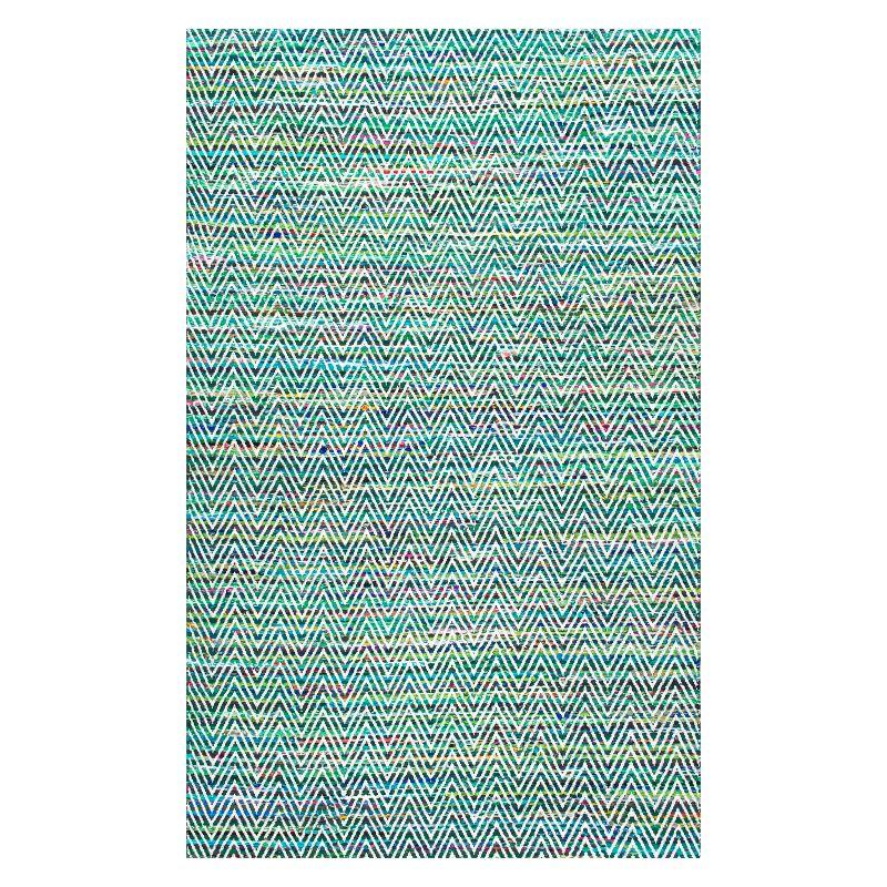 nuLOOM 4'x6' Hand Woven Chevron Rochell Area Rug Green: Contemporary Low Pile Indoor Rectangle Rug