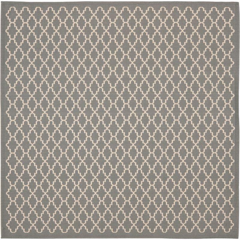 Anthracite & Beige Synthetic 5'3" Square Indoor/Outdoor Rug