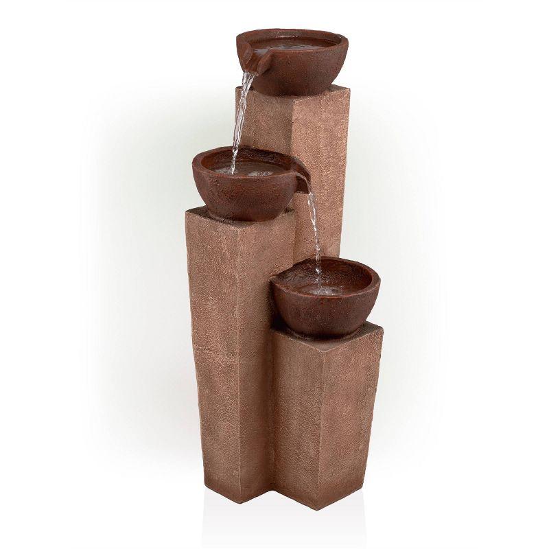 35" Stone Resin Layered Tiering Pots Fountain Copper - Alpine Corporation: Outdoor 3-Tier Water Feature, Polystone & Fiberglass, Weather-Proof