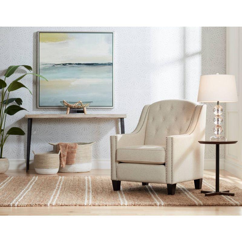 360 Lighting Mersenne Modern Table Lamp 26" High Clear Crystal Globes Stacked Silver Pole White Drum Shade for Bedroom Living Room Bedside Nightstand