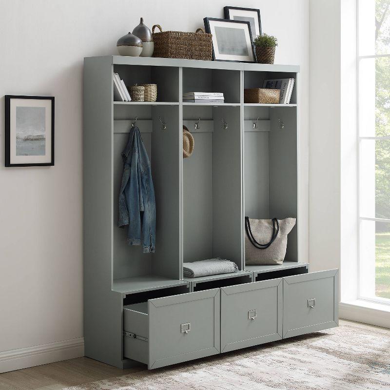 Harper Gray 3-Piece Hall Tree Entryway Set with Storage Drawers