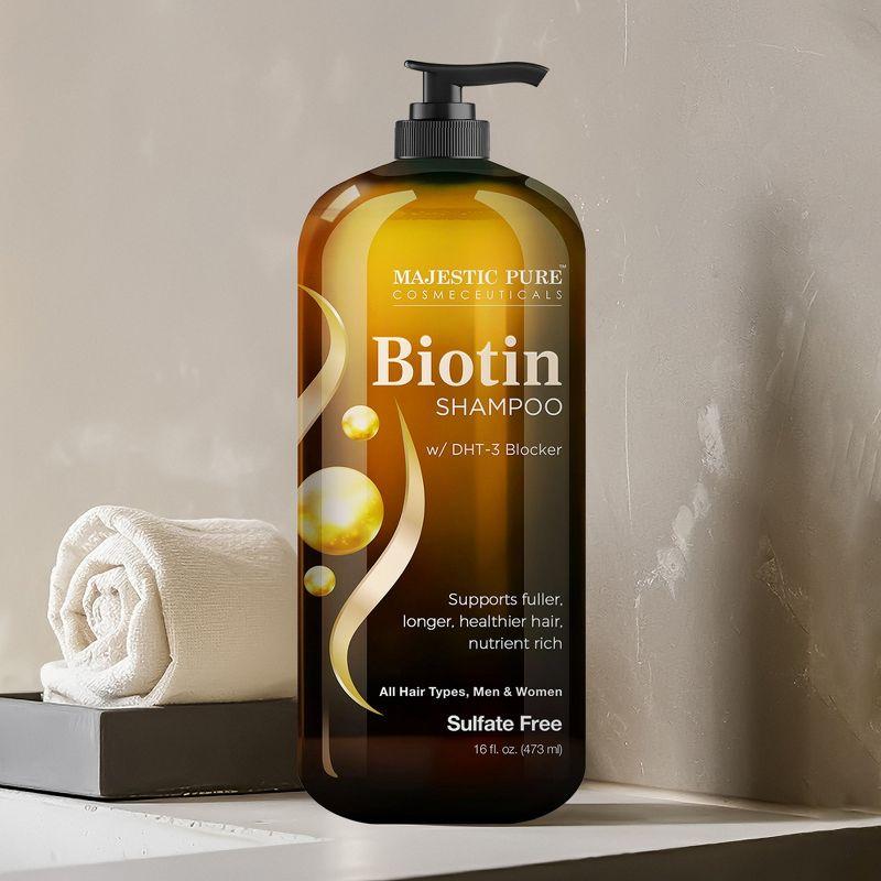 Majestic Pure Biotin Shampoo with DHT Blocker - Hydrating & Sulfate Free for Thin Hair - 16 fl oz