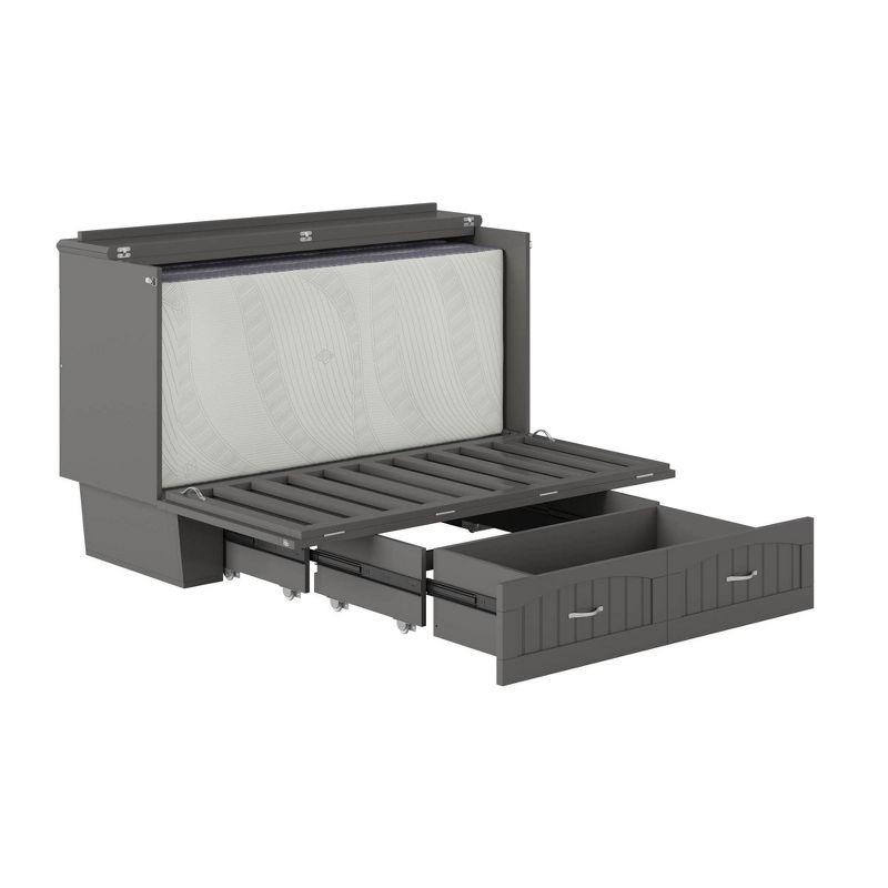 Queen Nantucket Murphy Bed Chest USB Turbo Charger Gray - AFI: Space-Saving, Built-In Charging, No Box Spring Required