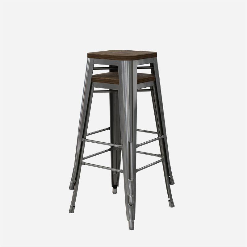 Fusion 30" Gun Metal Backless Bar Stools with Wood Seat