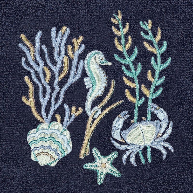 2pc Aaron Design Embellished Bath Towel Set Marine - Linum Home Textiles: Midweight Terry Cloth
