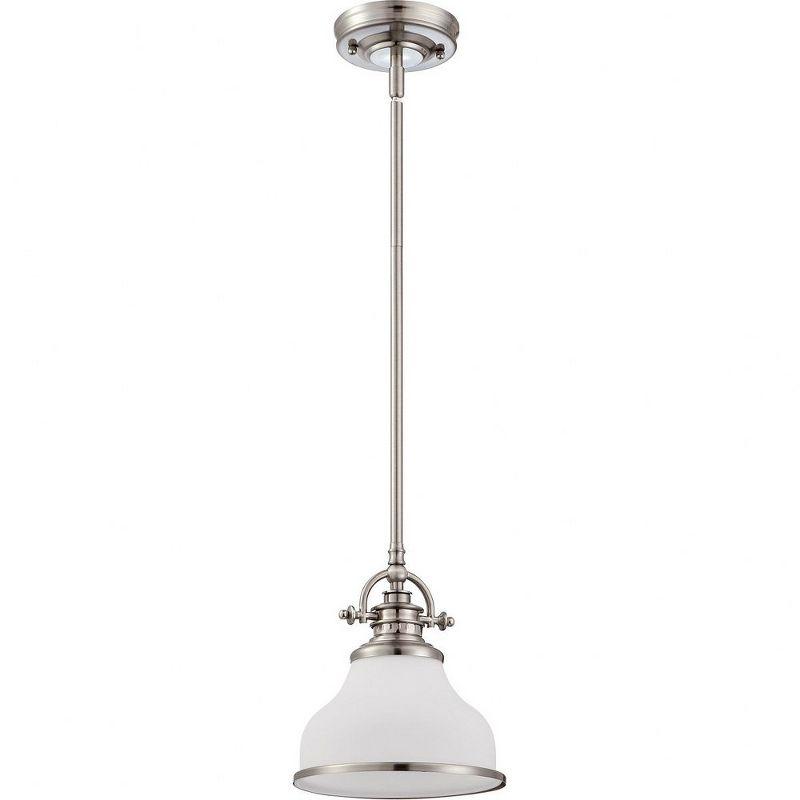 Brushed Nickel Mini Pendant Light with Opal Glass Shade