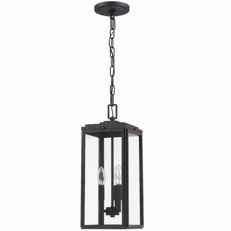 Matte Black Glass 3-Light Outdoor Pendant