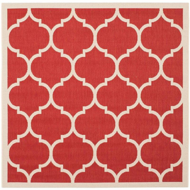 47" Red Synthetic Square Indoor/Outdoor Area Rug