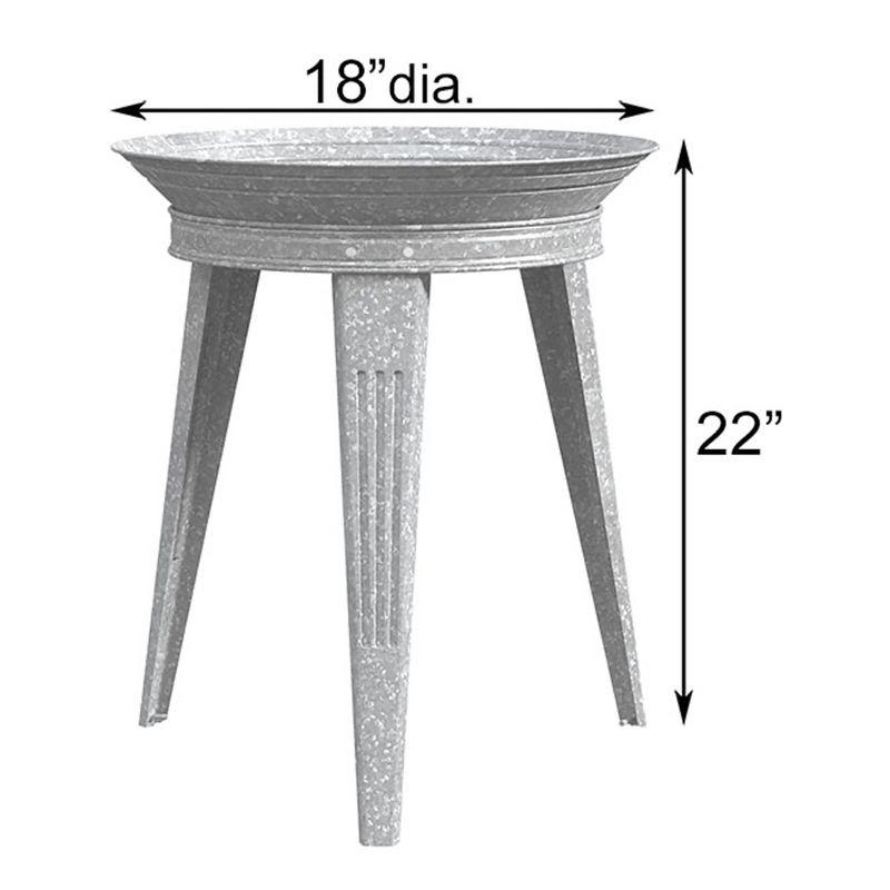 Panacea 82930 Galvanized Vinage Style 3 Legged Metal Bird Bath and Pedestal Stand for Patios, Porches, & Decks, 18 Inch Diameter, 22 Inch Height, Gray