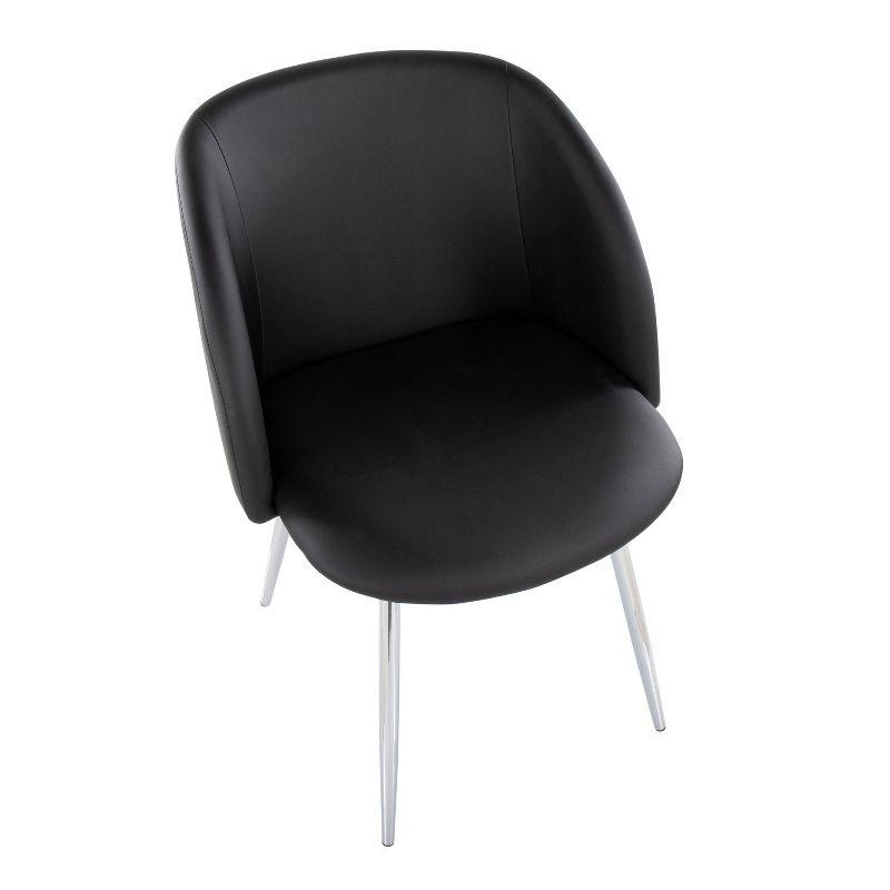 Set of 2 Fran Dining Chairs Chrome/Black - LumiSource: Upholstered, Metal Legs, Contemporary Style