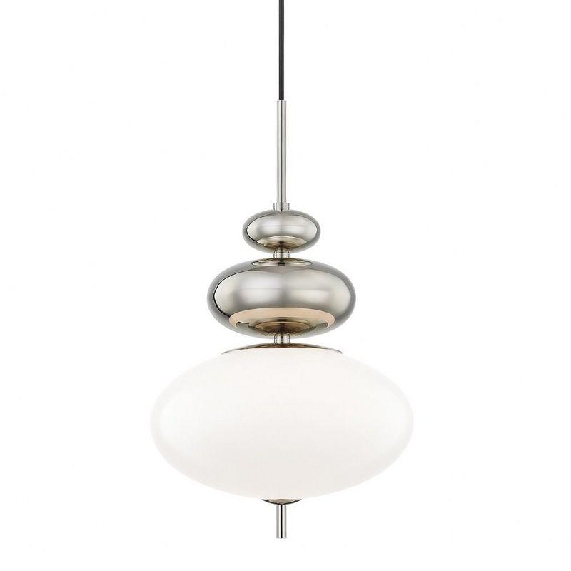 Elsie Polished Nickel 1-Light Pendant with Opal Glossy Glass Shade