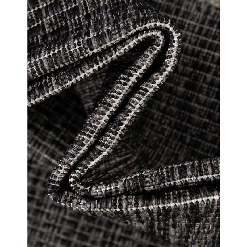 4' x 6' James Modern Border Stripe Indoor/Outdoor Area Rug, Black/Cream - JONATHAN Y
