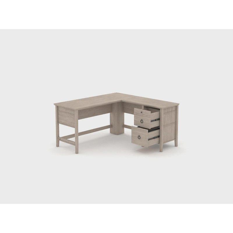 East Adara L Shape Computer Desk Cascade Oak - Sauder: Home Office, MDF Construction, Metal Hardware, 5-Year Warranty