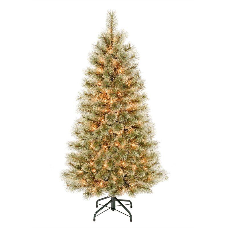 National Tree Company First Traditions 4.5' Pre-Lit Arcadia Cashmere Pine Hinged Artificial Christmas Tree Clear Lights