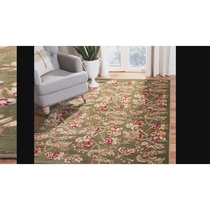 Elegant Blue Floral Hand-Knotted 39" Synthetic Area Rug