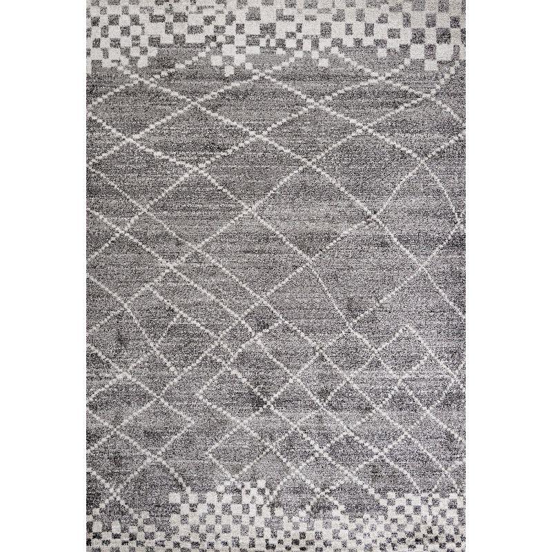 4'x6' Asilah Moroccan Modern Diamond Area Rug, Gray - JONATHAN Y