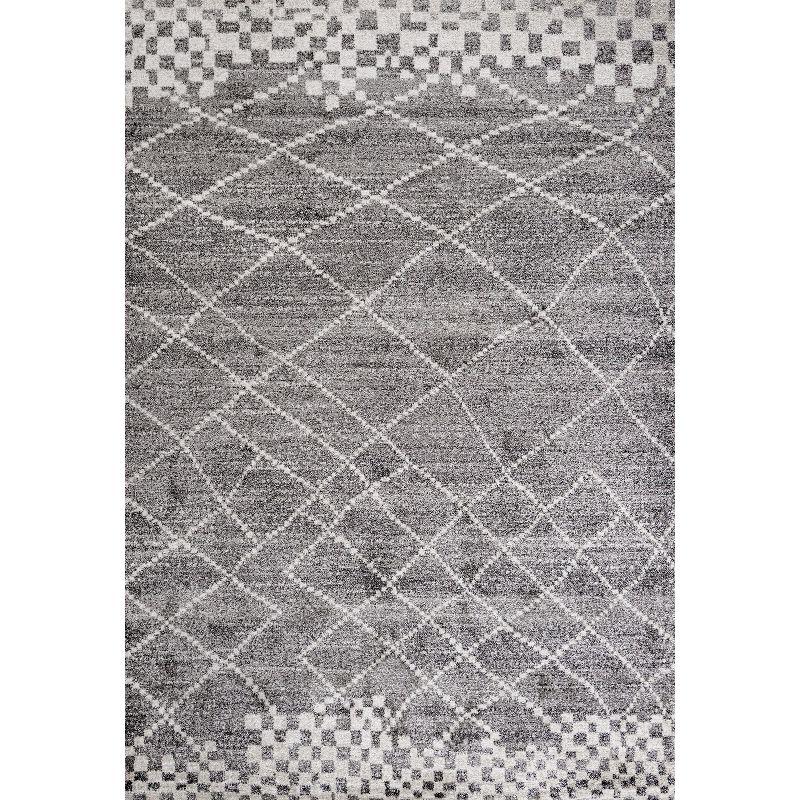 Modern Moroccan Diamond 4'x6' Area Rug in Gray - Easy Care & Stain-Resistant