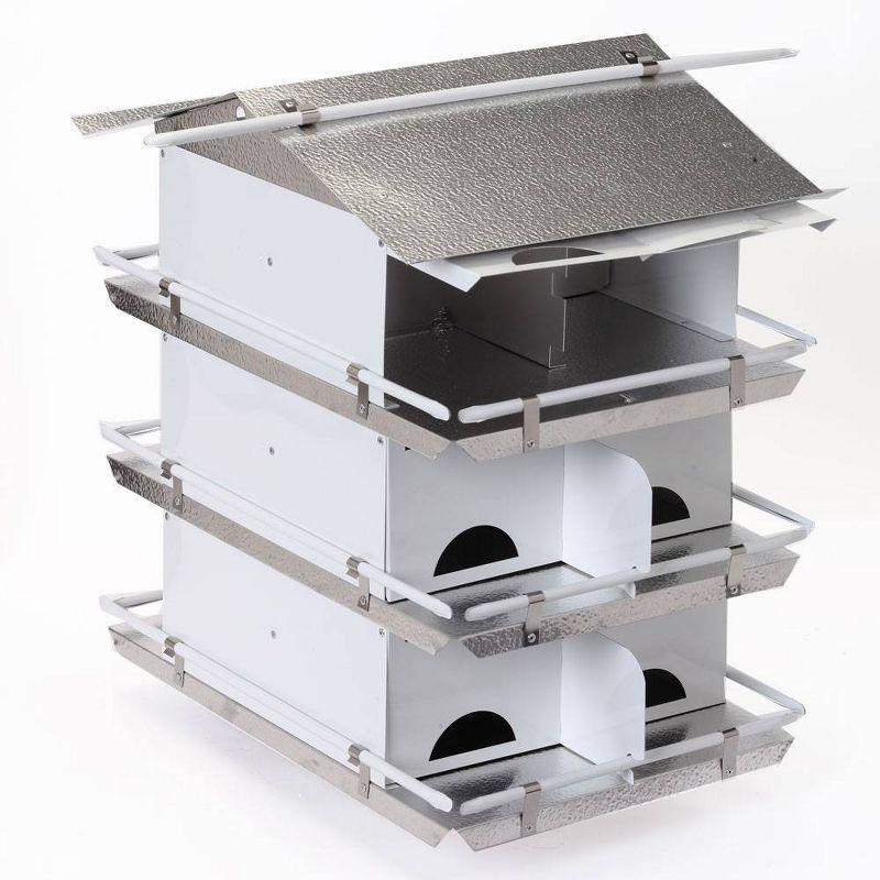 Birds Choice Birds Choice Medium 3-Level, 12-Room Purple Martin Bird House with Starling-Resistant Entrances, White/Grey