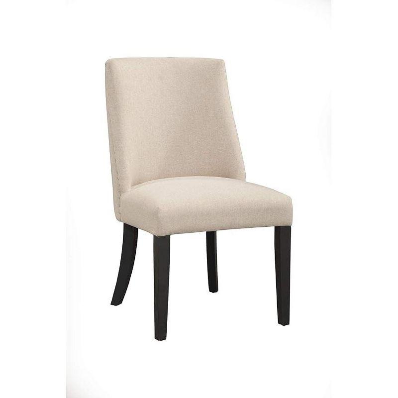 Cream Upholstered Parsons Side Chair with Black Wood Legs