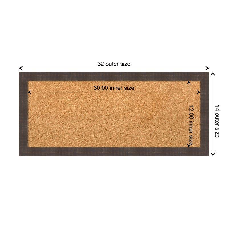 Amanti Art Natural Cork Board Wood Framed Whiskey Brown Rustic Bulletin Board 32 in. x 14 in.