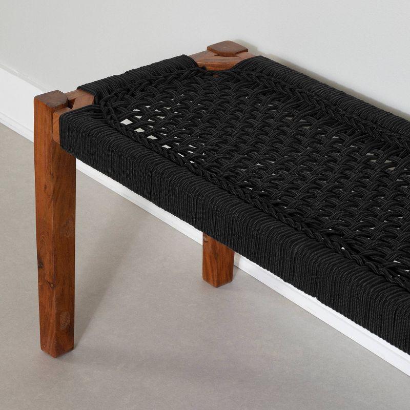 South Shore Balka Wood Bench Black/Natural: Rectangle, Spot Clean, Non-Upholstered, Wood Legs