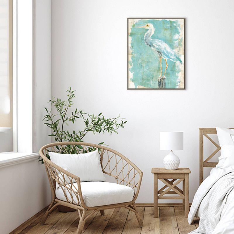 23" x 28" Coastal Egret II by Sue Schlabach Framed Canvas Wall Art Print - Amanti Art: Modern Style, Polystyrene Frame, Lithograph Medium