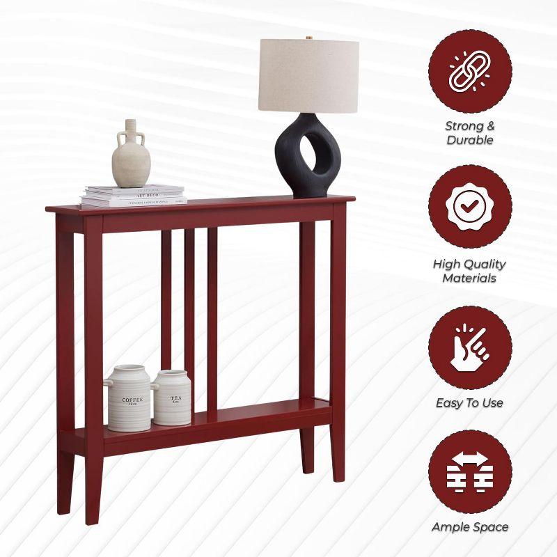 Kings Brand Furniture - Balfour Narrow Console Table with Shelves for Entryway, Hallway, Living Room, or Foyer (Red)