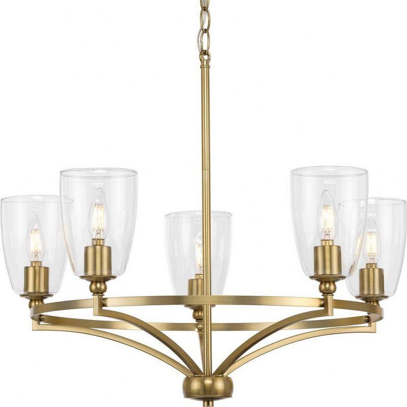 Progress Lighting Parkhurst 5-Light Chandelier, Brushed Bronze, Glass Shades