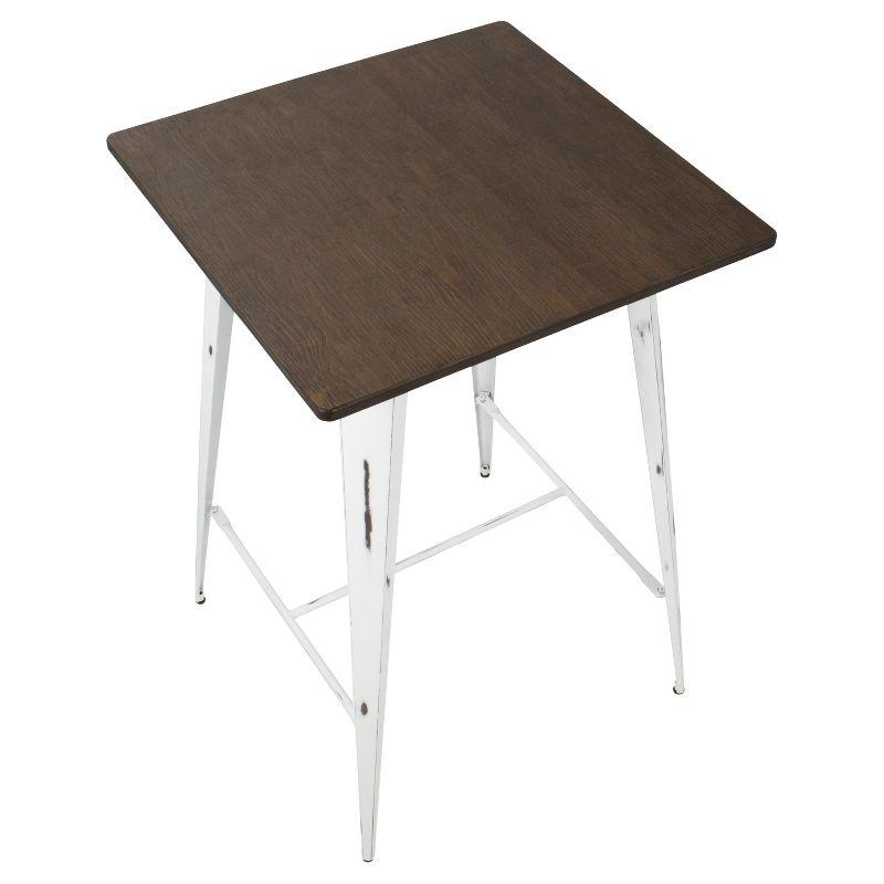 Oregon Bar Height Table with Vintage White Frame/Espresso Wood - LumiSource