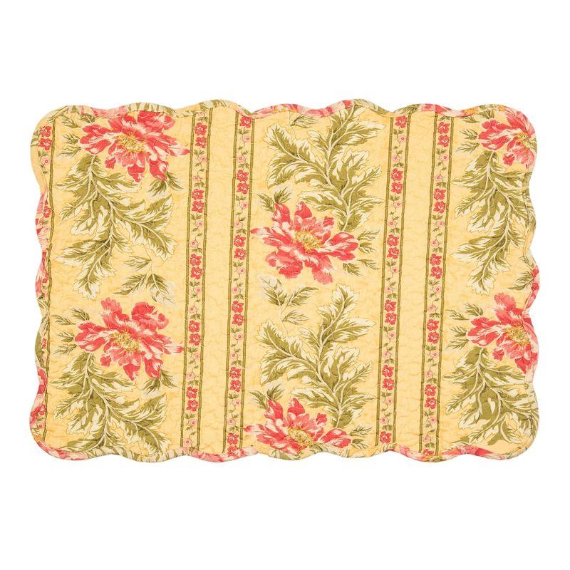C&F Home 13" x 19" Freya Reversible Quilted Vintage Floral Scalloped  Spring & Summer Dining Tabletop Placemats, Set of 6