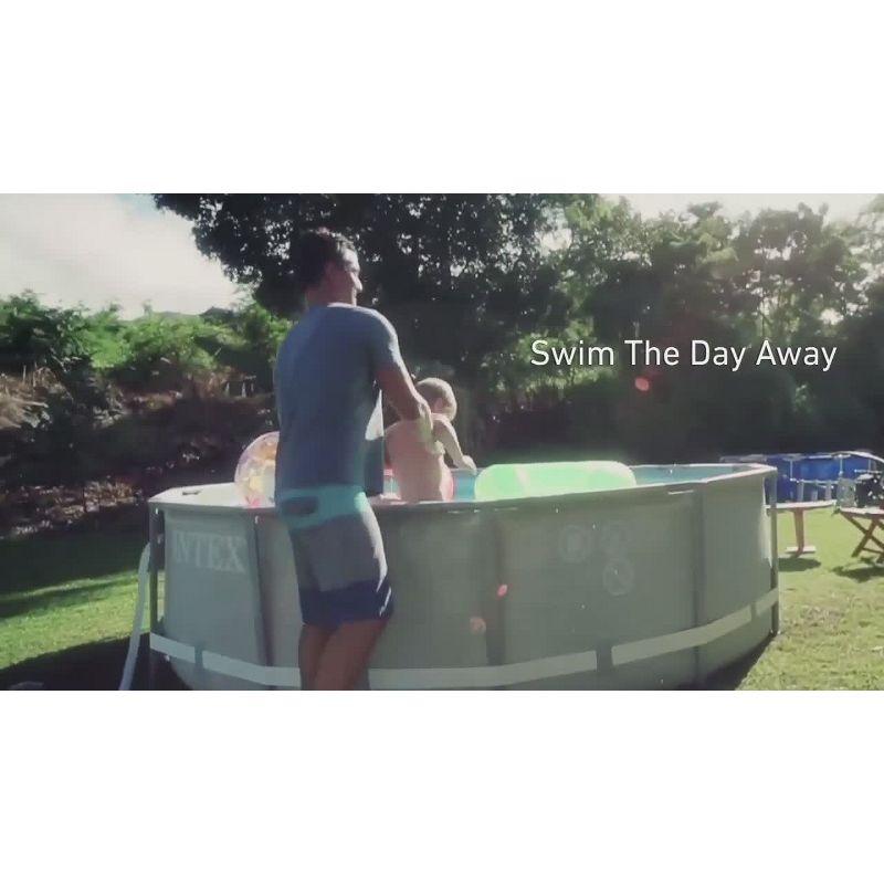 Intex Intex Round Metal Frame Outdoor Backyard Above Ground Swimming Pool