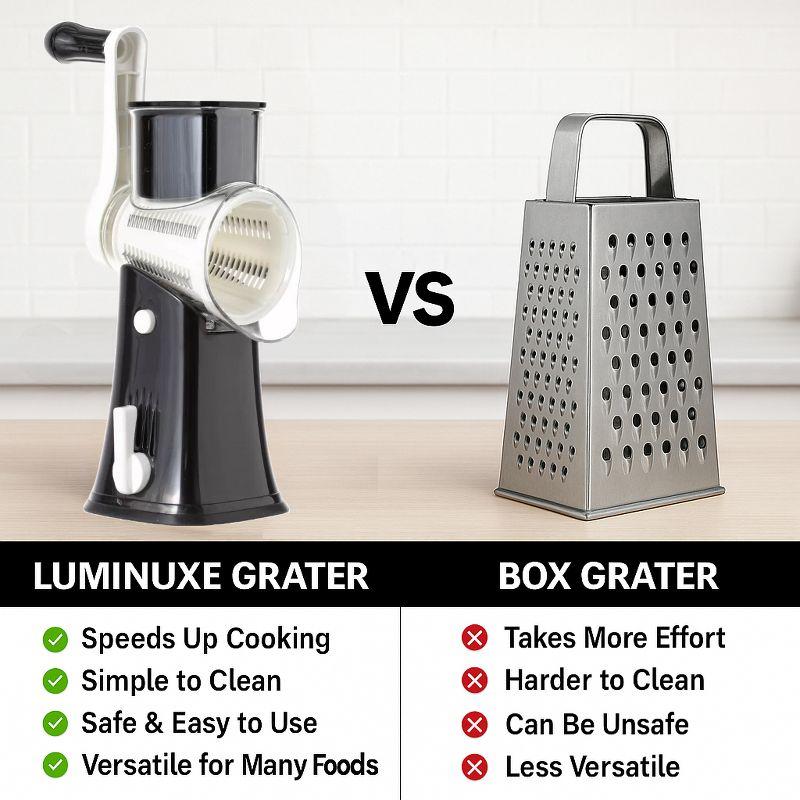 Rotary Cheese Grater with Handle, Manual Cheese Shredder Strong Suction Base. Kitchen Mandoline Vegetable Slicer. Grater for Fruit, Vegetables, Nuts