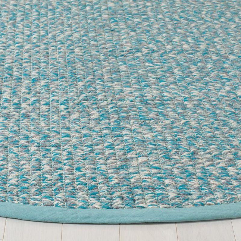 Coastal Charm Turquoise Multi Handwoven Cotton 6' Round Rug