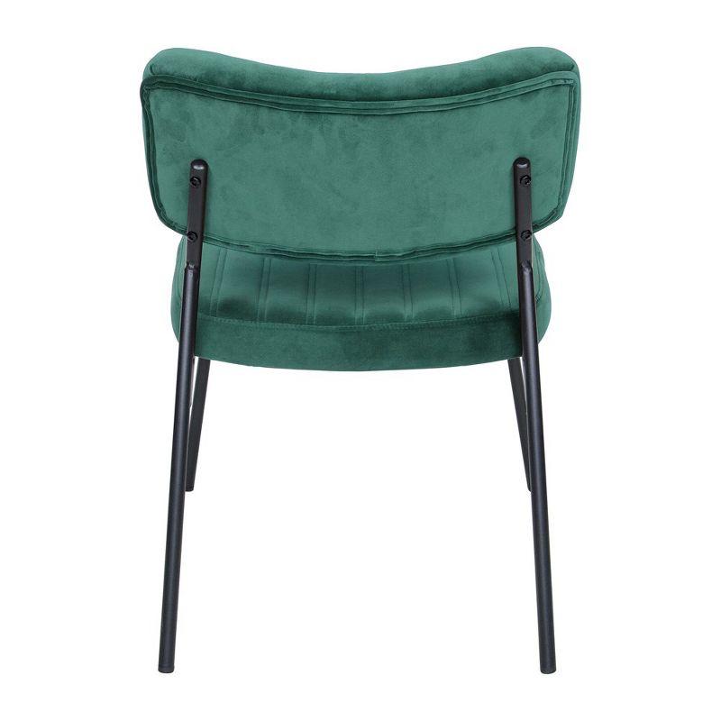 LeisureMod Marilane Velvet Accent Chairs with Cushioned Upholstery - Set of 2 for Living Rooms, Offices, and Lounges, Emerald Green